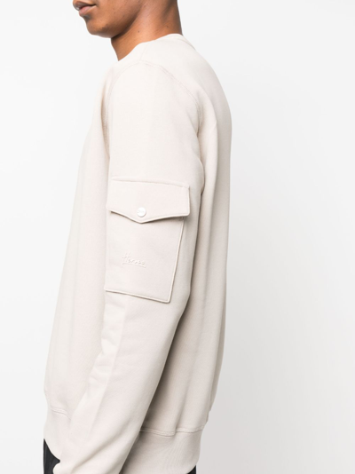 Shop Herno Sleeve Patch-pocket Cotton Sweatshirt In Neutrals