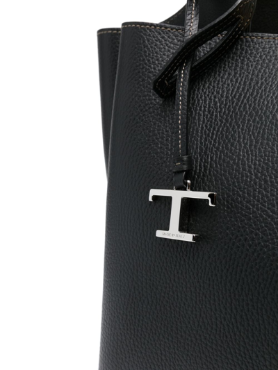 Shop Tod's T-pendant Leather Tote Bag In Black