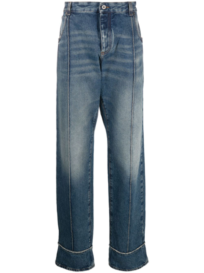 Shop Balmain Faded Straight-leg Jeans In Blue