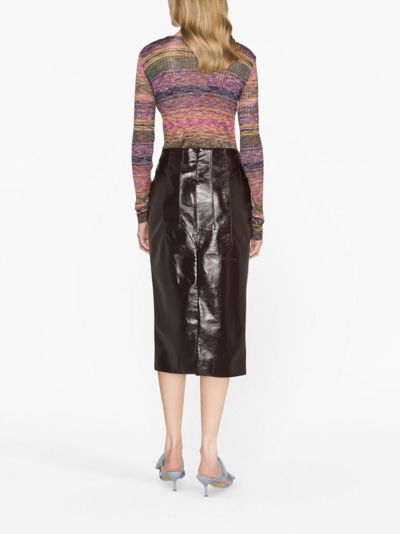 Shop Materiel High-waist Vinyl Pencil Skirt In Brown