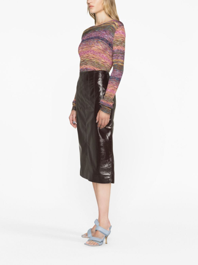 Shop Materiel High-waist Vinyl Pencil Skirt In Brown
