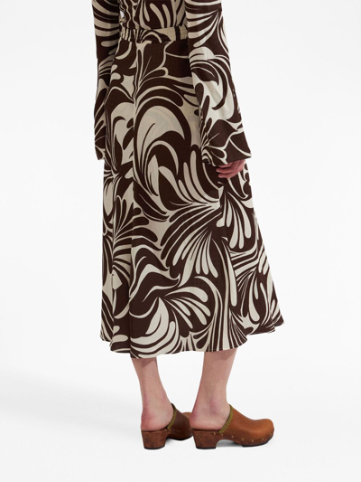 La Doublej Abstract-print Midiskirt In White