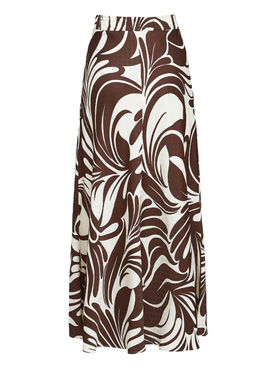 La Doublej Abstract-print Midiskirt In White