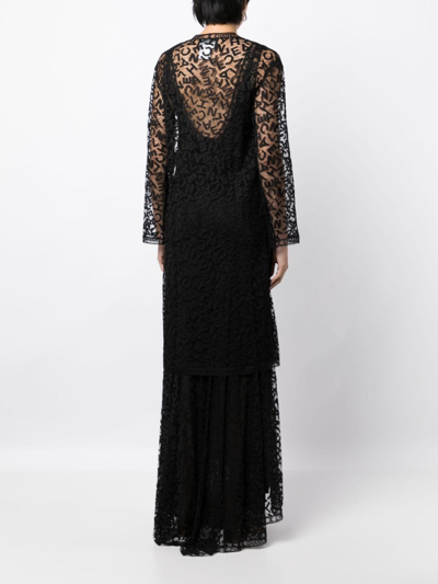Pre-owned Chanel 1998 Logo-lettering Lace Dress In Black