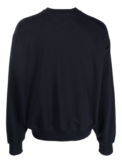 Shop Tommy Jeans Logo-patch Ribbed Sweatshirt In Blue