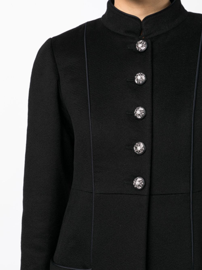 Pre-owned Chanel Logo纽扣单排扣羊绒外套（2009年典藏款） In Black