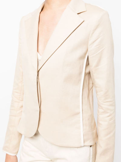 Shop Twp Chambray Single-breasted Blazer In Neutrals
