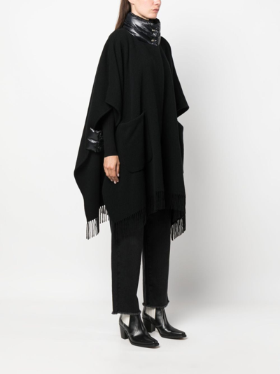 Shop Herno Panelled Wool-cashmere Blend Cape In Black
