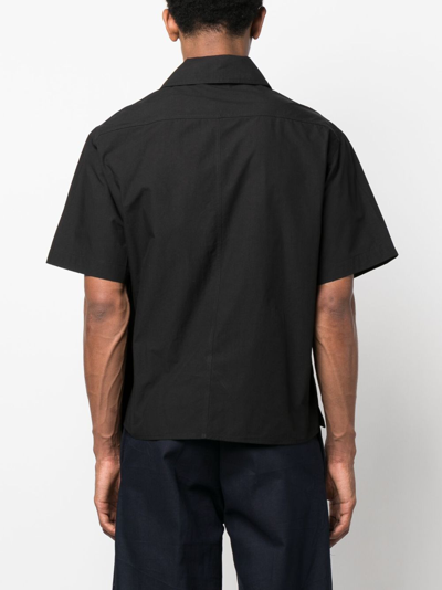 Shop Kenzo Logo-patch Cotton Kimono Shirt In Black