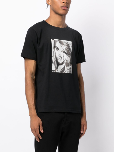 Shop Agnès B. Graphic-print Cotton T-shirt In Black