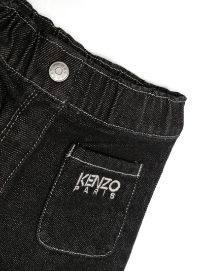 Shop Kenzo Logo-embroidered Straight-leg Jeans In Black