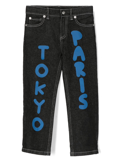 Shop Kenzo Text Print Jeans In Black