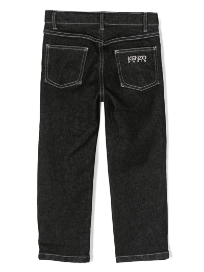 Shop Kenzo Text Print Jeans In Black