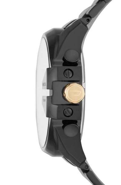 Diesel Men's Chronograph Mega Chief Black Stainless Steel Bracelet Watch 51mm In Black