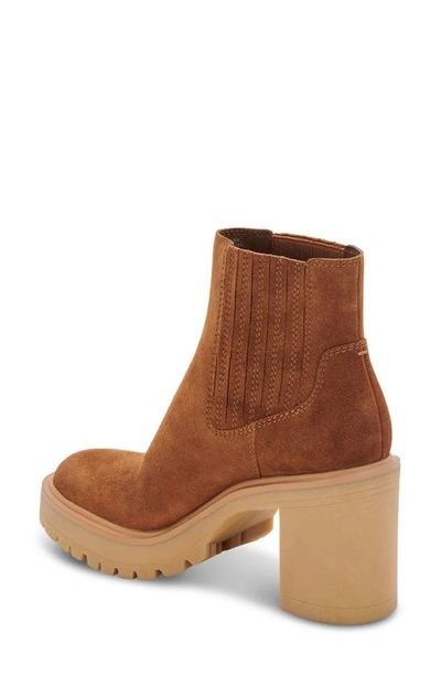 Dolce Vita Caster H2o Waterproof Lug Sole Platform Bootie In Camel Suede H2o