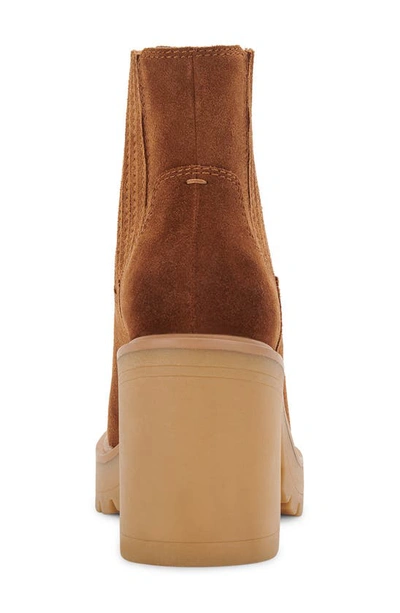 Dolce Vita Caster H2o Waterproof Lug Sole Platform Bootie In Camel Suede H2o
