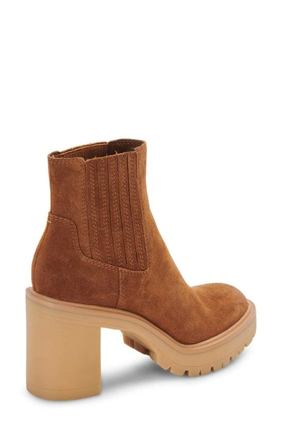 Dolce Vita Caster H2o Waterproof Lug Sole Platform Bootie In Camel Suede H2o