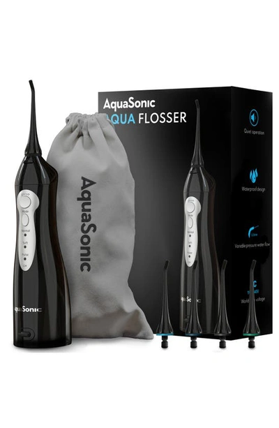 Aquasonic Black Series Toothbrush & Black Aquaflosser Bundle In Black