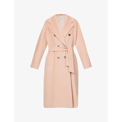 Shop Max Mara Women's Pink Madame Double-breasted Wool And Cashmere-blend Coat