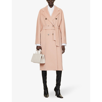 Shop Max Mara Women's Pink Madame Double-breasted Wool And Cashmere-blend Coat
