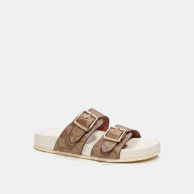Shop Coach Outlet Allanah Sandal In Signature Canvas In White