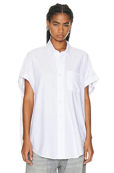 Shop R13 Sleeveless Boxy Button-up Shirt In White