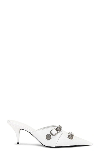 Shop Balenciaga Cagole Mule In Optic White & Aged Nickel