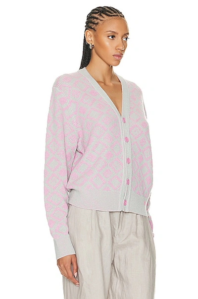 Shop Acne Studios Knit Cardigan In Bubble Pink & Spring Green