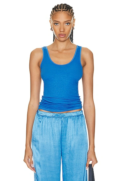 Shop Enza Costa Stretch Silk Knit Tank Top In Pool Blue