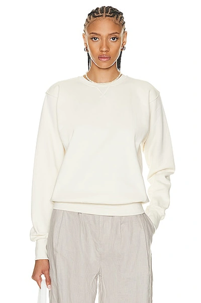 Shop Totême Crewneck Cotton Sweatshirt In Off White