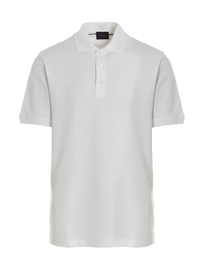 Shop Brioni Embroidered Logo Polo Shirt In White