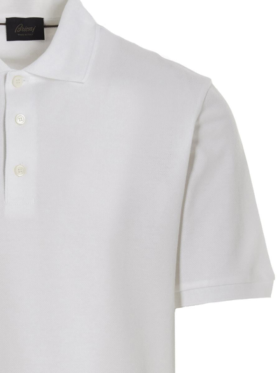 Shop Brioni Embroidered Logo Polo Shirt In White