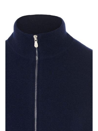 Shop Brunello Cucinelli Cashmere Zipped Cardigan In Blue