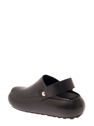 Shop Jil Sander Black Clogs With Ankle Strap In Leather Woman