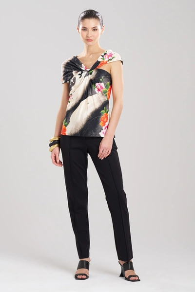 Shop Natori Mayumi Cotton Silk Asymmetrical Top In Black Multi