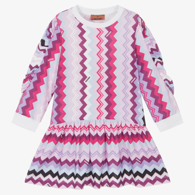 Shop Missoni Girls Purple Cotton Jersey Zigzag Dress