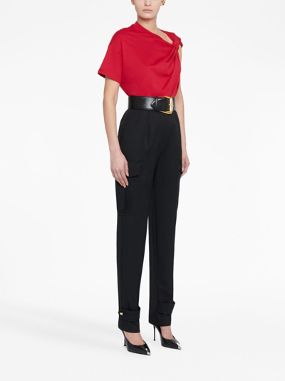 Shop Alexander Mcqueen High-waisted Wool Trousers In Black