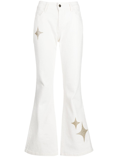 Shop Madison.maison Star-print High-rise Flared Jeans In Weiss