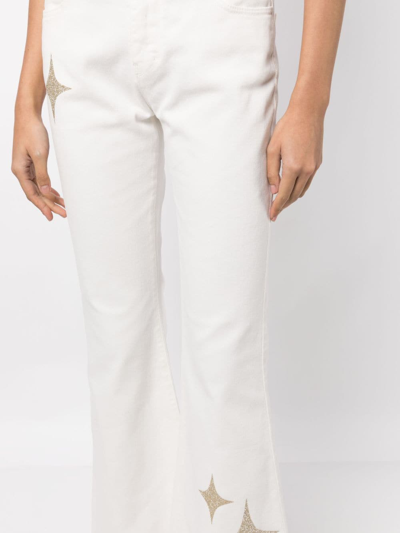 Madison.maison Star-print High-rise Flared Jeans In Weiss