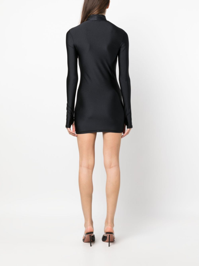 Coperni High Neck Fitted Jersey Mini Dress In Schwarz