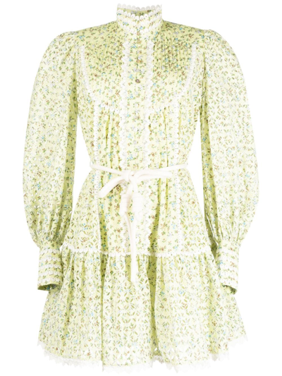 Shop Alemais Maeve Embroidered Mini Dress In Green