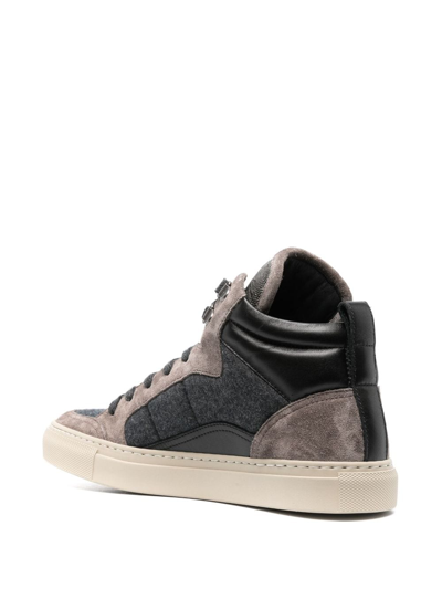 Shop Brunello Cucinelli Panelled High-top Sneakers In Grey