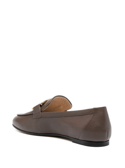 Shop Tod's Chain-strap Loafers In Brown
