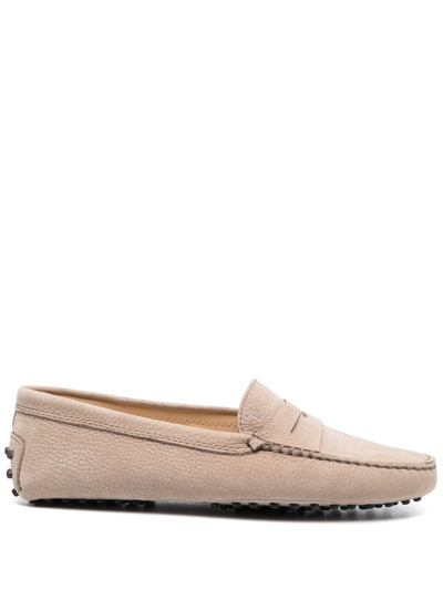 Shop Tod's Gommino Suede Loafers In Neutrals