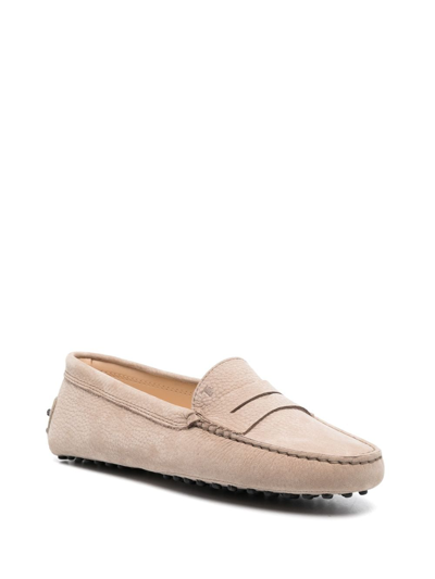 Shop Tod's Gommino Suede Loafers In Neutrals