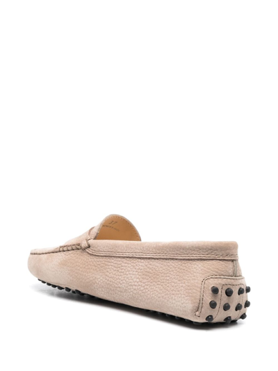 Shop Tod's Gommino Suede Loafers In Neutrals