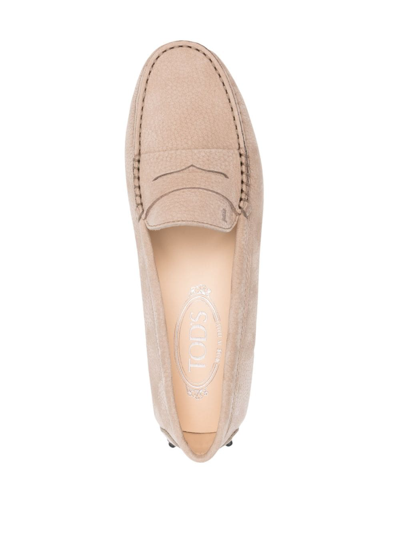 Shop Tod's Gommino Suede Loafers In Neutrals