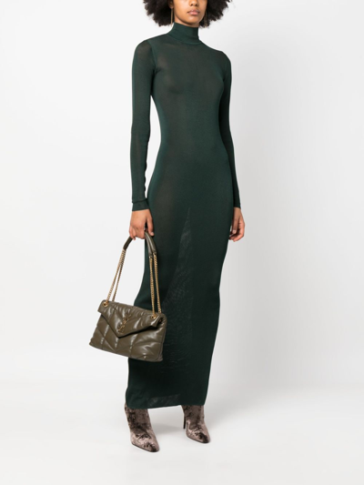 Shop Saint Laurent Roll-neck Knitted Dress In Green