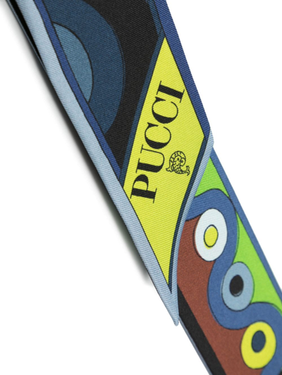 Shop Pucci Thin Logo-print Scarf In Blau