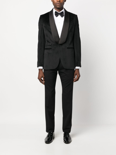 Philipp Plein Single-breasted Velvet Blazer In Schwarz